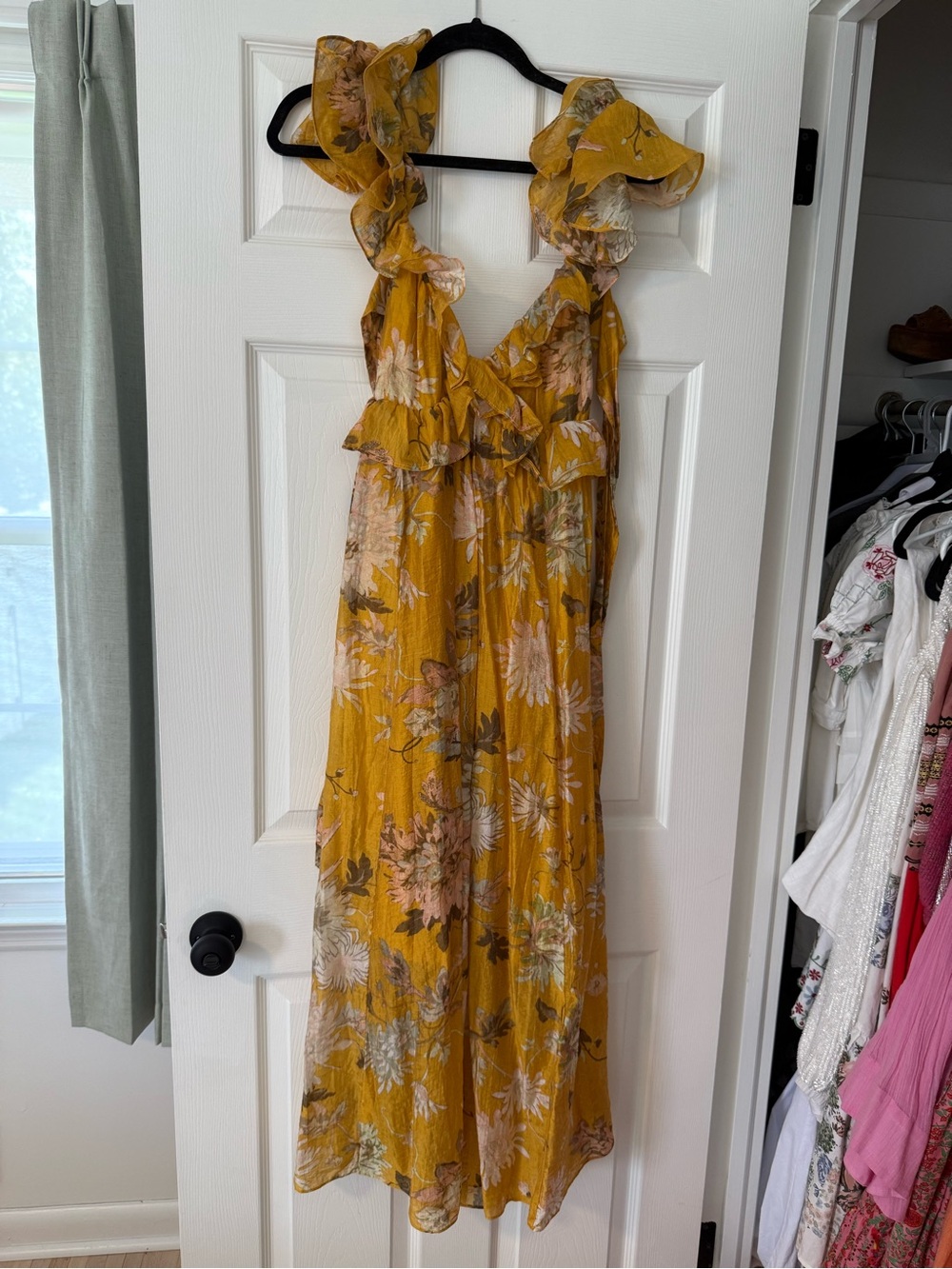 H&M Yellow Floral Ruffle Maxi Dress